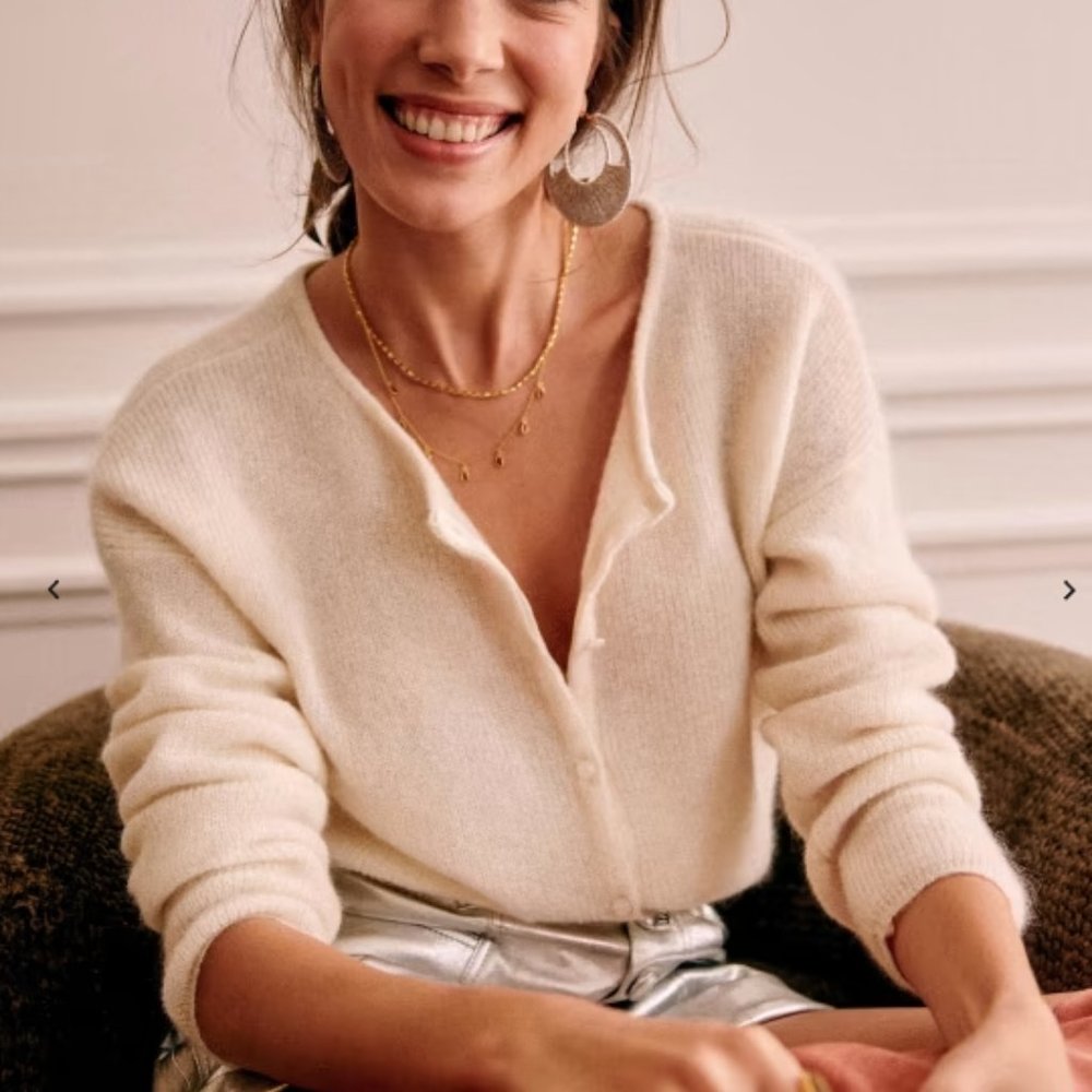 Sezane Gaspard Mohair and Alpaca Cardigan with Mother of Pearl Buttons, XS